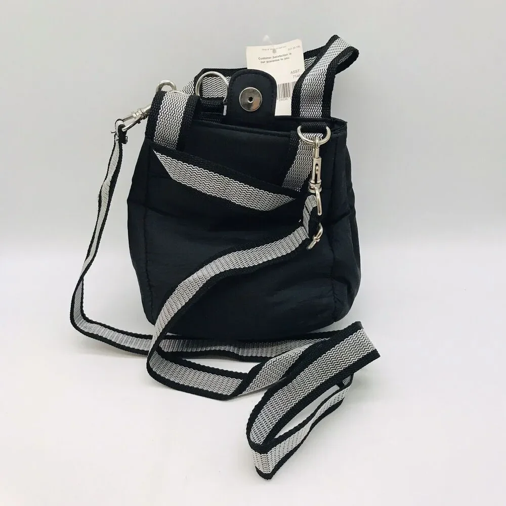 NEW No Boundaries Black  Detachable Crossbody Bag Double Handle Case Zip Pockets